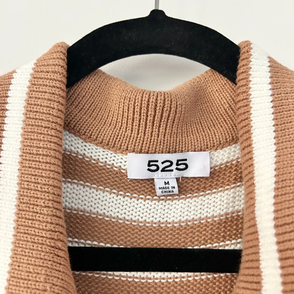525 America Raya Stripe Polo Knit Sweater Dress in Walnut Multi Size M LIKE NEW - Picture 5 of 9